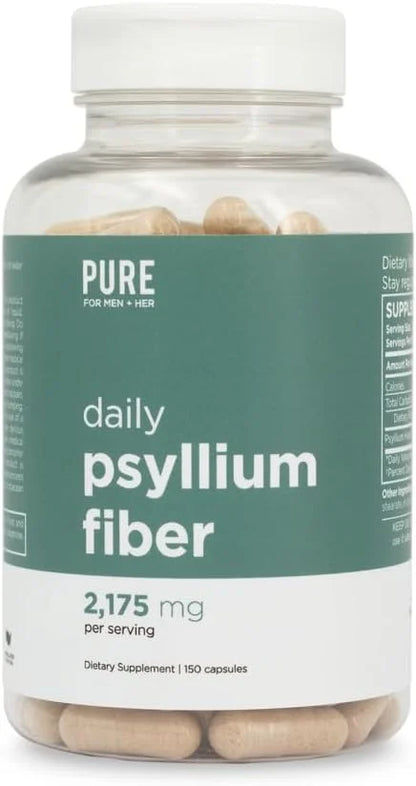 Daily Psyllium Husk Fiber Supplement by 2,175mg Per 150 Capsules