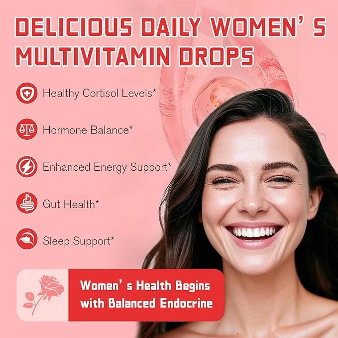 Women Endocrine Superfood Supplement Liquid Drops, Supports Healthy Cortisol Levels, Hormonal Balance, Gut Health, Mood, S...