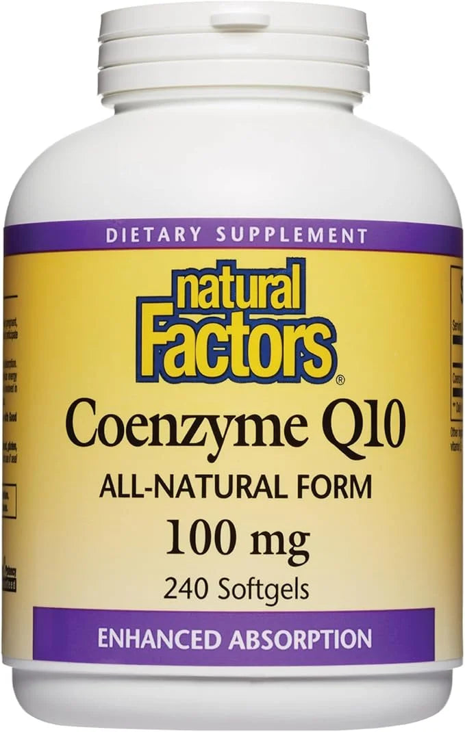 Natural Factors Coenzyme Q10 100 mg, Q10 Supplement 240 Softgels