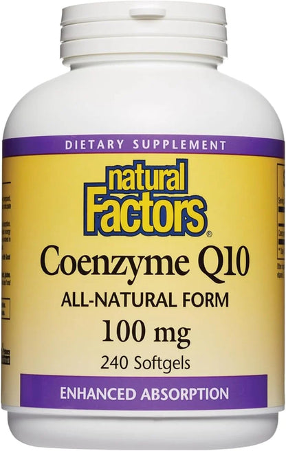 Natural Factors Coenzyme Q10 100 mg, Q10 Supplement 240 Softgels
