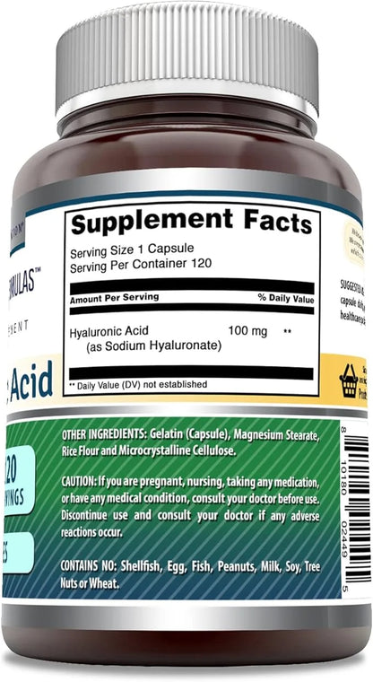 Amazing Formulas Hyaluronic Acid 100 Mg Capsules Supplement | Non-GMO | Gluten Free | Made in USA (1 Pack, 120 Count) - Pr...
