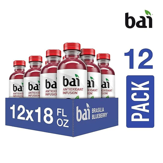 Bai Flavored Water, Brasilia Blueberry, Antioxidant Infused Drinks, 18 Fluid Ounce Bottle (Pack of 12) - Product Image