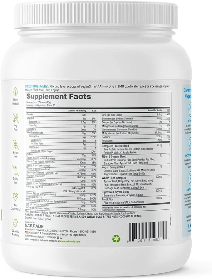 Vegansmart Naturade Plant Based Vegan Protein Powder (15 Servings)