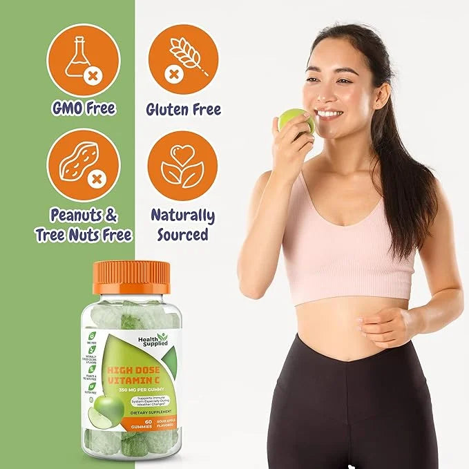 Sour Apple Flavored Vitamin C Gummies 1050 mg (2 Pack)
