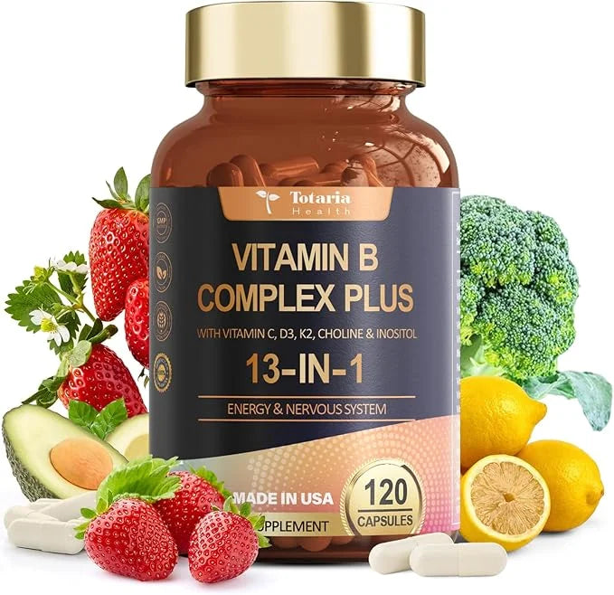 13-in-1 Vitamin B Complex Plus B1, B2, B2, B3 B3 (Niacinamide), B4, B5, B5, B6, B6, B7 B7 (Biotin), B8 (Inositol), B9 (Fol...