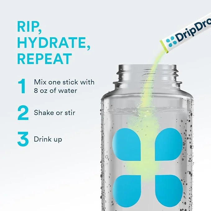 DripDrop Hydration - Zero Sugar Lemon Lime - Electrolyte Drink Mix Single Serve Powder Packets | Non-GMO, Gluten Free, Veg...