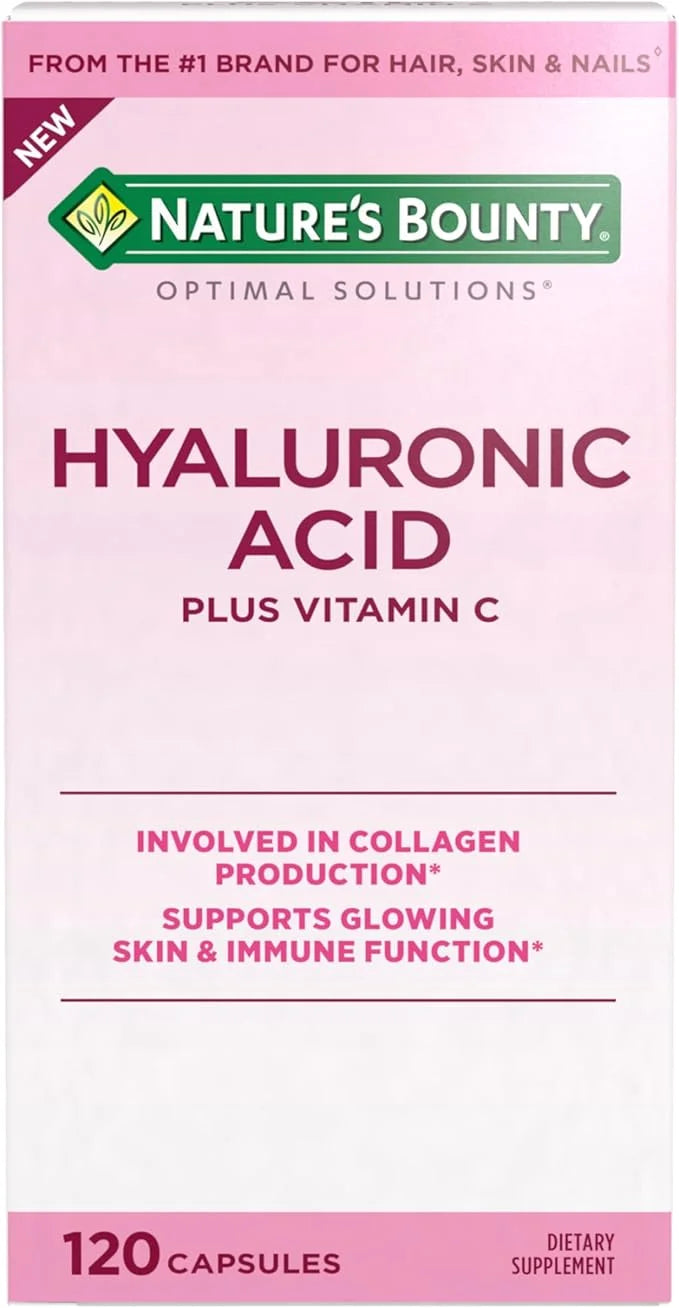 Nature's Bounty Vitamin C and Hyaluronic Acid Supplement, Supports Glowing Skin, Immune Function & Collagen Production, 12...