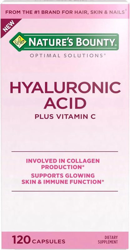 Nature's Bounty Vitamin C and Hyaluronic Acid Supplement, Supports Glowing Skin, Immune Function & Collagen Production, 12...