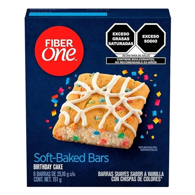 Fiber One 70 Calorie Soft-Baked Bars, Birthday Cake, Snack Bars, 6 ct - Product Image
