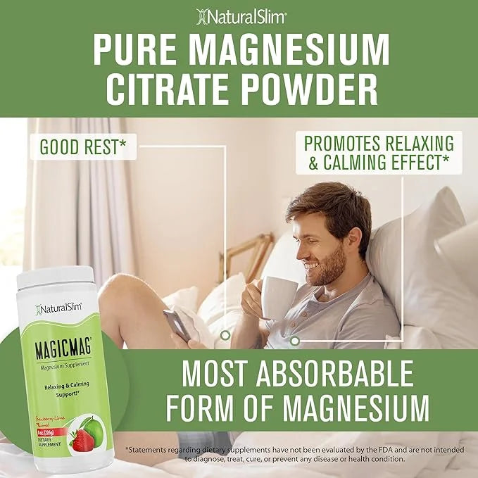 NaturalSlim Magicmag Pure Magnesium Citrate Powder – Stress, Constipation, Muscle, and Heart Support | Natural Strawberry ...