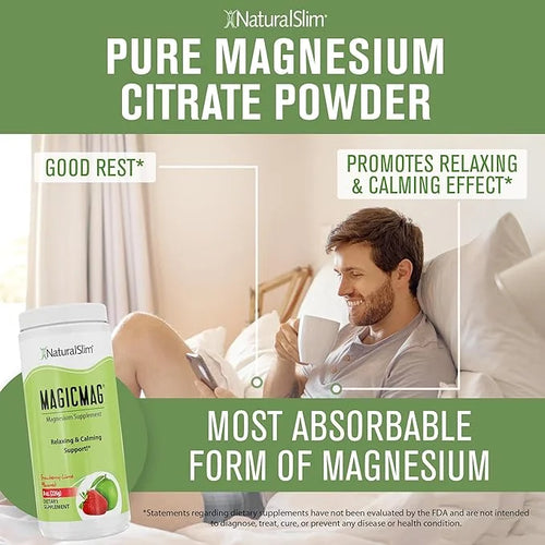 NaturalSlim Magicmag Pure Magnesium Citrate Powder – Stress, Constipation, Muscle, and Heart Support | Natural Strawberry ...