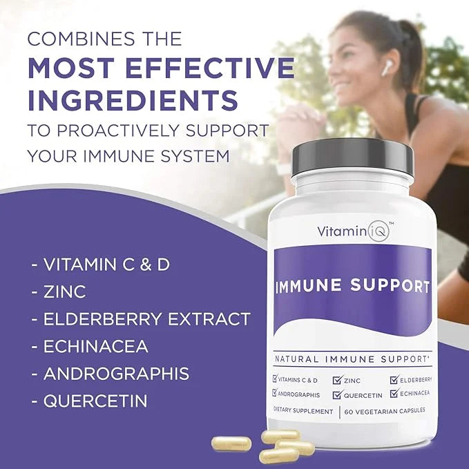 Immune Support Supplement with Vitamin C D3, Glutathione, (60ct) VitaminIQ