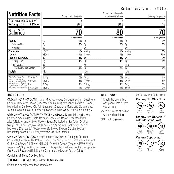 Wonderslim Protein Hot Drink, Variety Pack, Low Sugar, Low Carb, Keto Friendly & Gluten Free (7ct) - Product Image