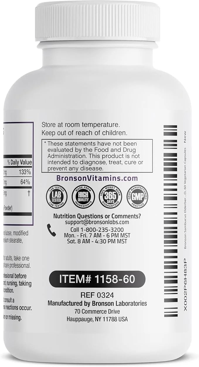 Bronson Sambucus Elderberry with Zinc & 60 Vegetarian