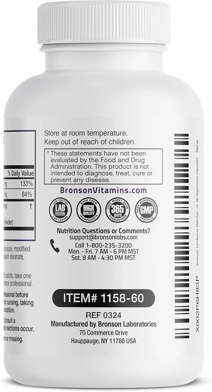 Bronson Sambucus Elderberry with Zinc & 60 Vegetarian