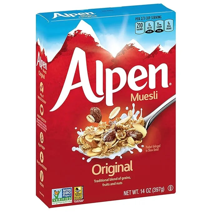 Alpen Original Muesli, Swiss Style Muesli Cereal, Whole Grain, Non-GMO Project Verified, Heart Healthy, Kosher, Vegan, 14 ...