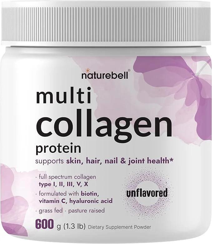 Multi Collagen Protein Powder 600g 5 Types 5000mcg, Vitamin (54 Servings)
