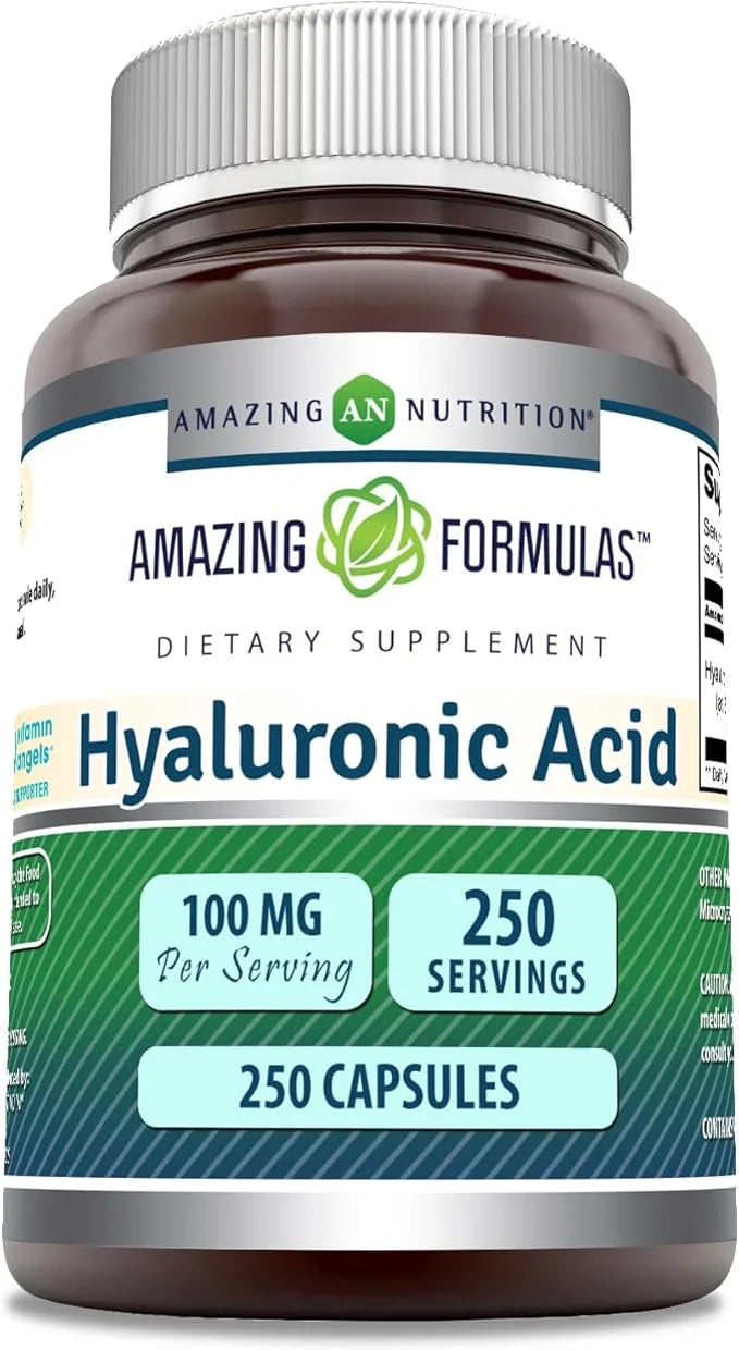 Amazing Formulas Hyaluronic Acid 100mg 250 Capsules Supplement | Non GMO | Gluten Free | Made in USA - Product Image