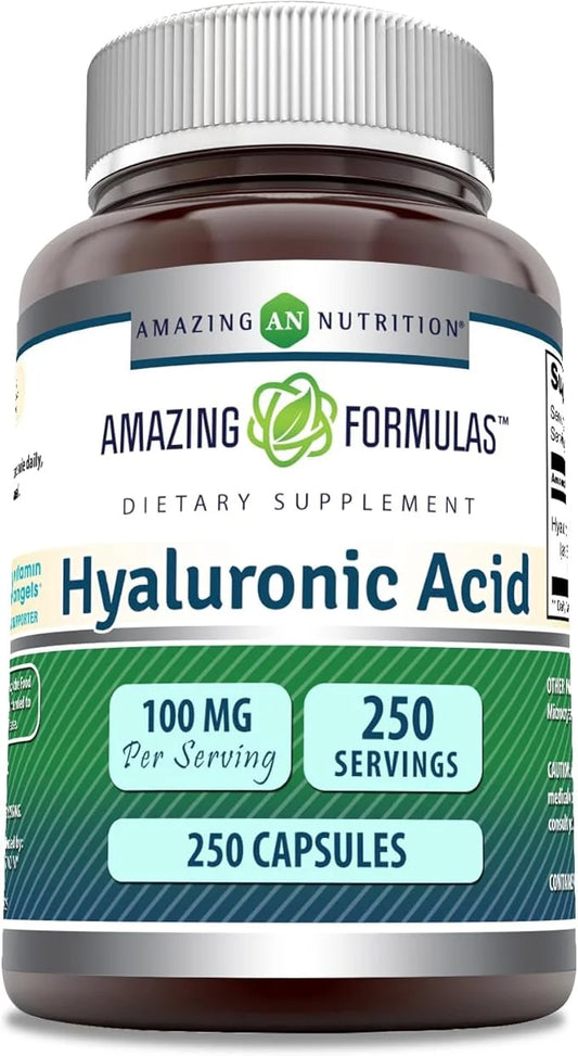 Amazing Formulas Hyaluronic Acid 100mg 250 Capsules Supplement | Non GMO | Gluten Free | Made in USA - Product Image