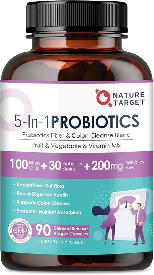 NATURE TARGET Probiotics for Women-Men-Kids Digestive 100 Billion 90 Veggie (45 Days