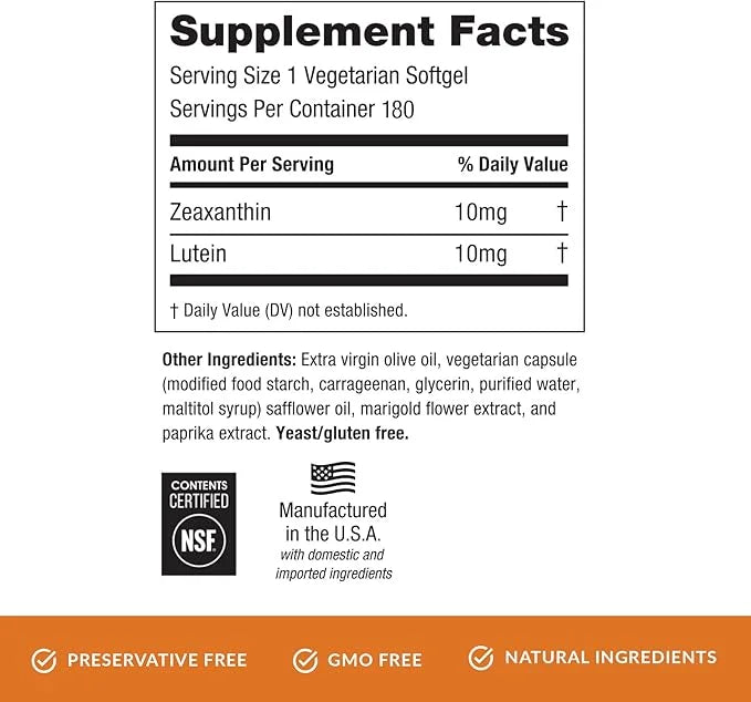 EyePromise Zeaxanthin + Lutein Eye Vitamin 180 Softgels (3-Month Supply (180 softgels))