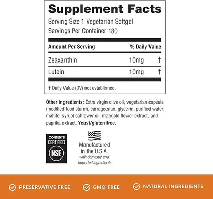 EyePromise Zeaxanthin + Lutein Eye Vitamin 180 Softgels (3-Month Supply (180 softgels))