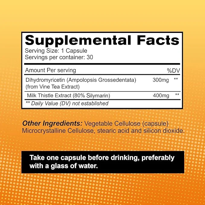 Dihydromyricetin (DHM) Supplement - Better Morning Recovery and Liver Detox Support Pills - with Milk Thistle Extract (400...