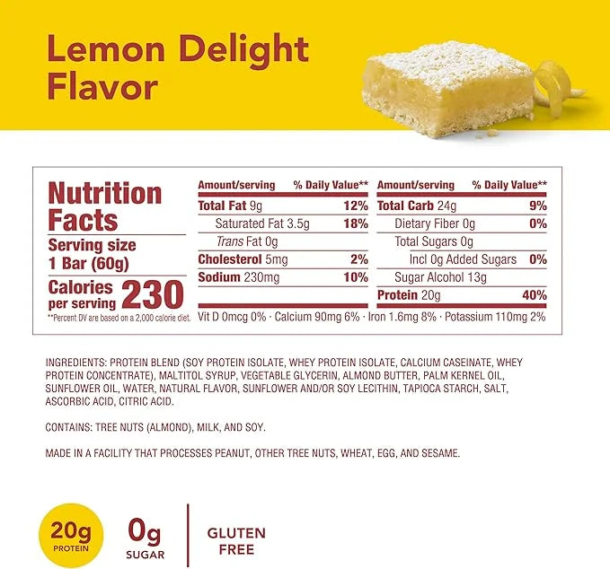 think! Protein Bars, High Protein Snacks, Gluten Free, Kosher Friendly, Lemon Delight, Nutrition Bars, 2.1 Oz per Bar, 30 ...
