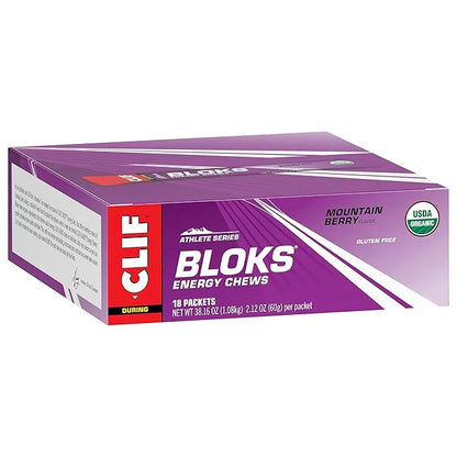 CLIF BLOKS - Mountain Berry Flavor - Energy Chews - Non-GMO - Plant Based - Fast Fuel for Cycling and Running - Quick Carb...