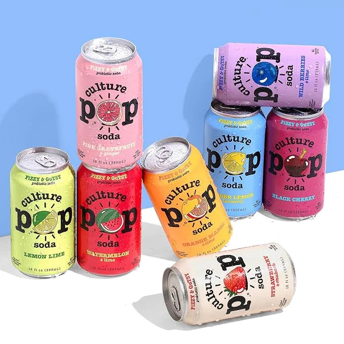 Culture Pop Soda, Pink Grapefruit & Ginger, Probiotic Low Sugar Soda, Sparkling Juice Alternative, Non-GMO, Kosher, Gluten...