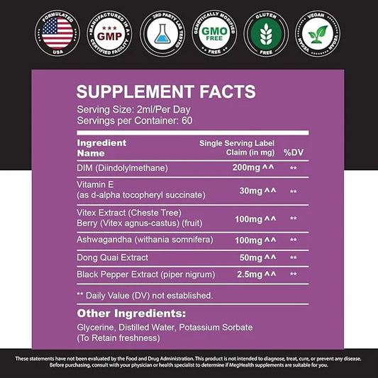 DIM Supplement | with Ashwagandha, Dong Quai, Vitex Extracts, 200mg Diindolylmethane - Hormone Balance, Menopause Suppleme...