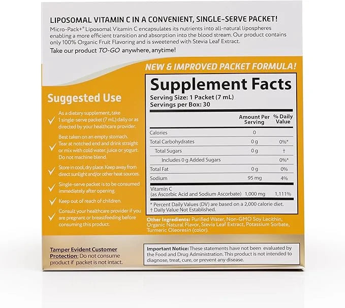 Aurora Nutrascience, Micro-Pack Liposomal Vitamin C, 1,000 mg 95% Higher