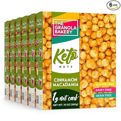TGB Cinnamon Macadamia Nuts | 1g Net Carb Keto Snack | Gluten Free Low Carb Candy, 10 Ounces (Pack of 6) - Product Image