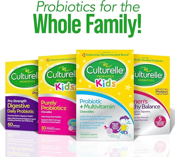 Culturelle Kids Probiotic + Complete Multivitamin Chewable For Kids, Ages 3+, 30 Count, Digestive Health, Oral Health & Im...