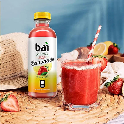 Bai Flavored Water, São Paulo Strawberry Lemonade, Antioxidant Infused Drinks, 18 Fluid Ounce Bottles, 6 Count - Product I...