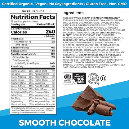 Orgain Organic Nutritional Vegan Protein Shake, 16g Plant 22 Vitamins 11 Fl 12)
