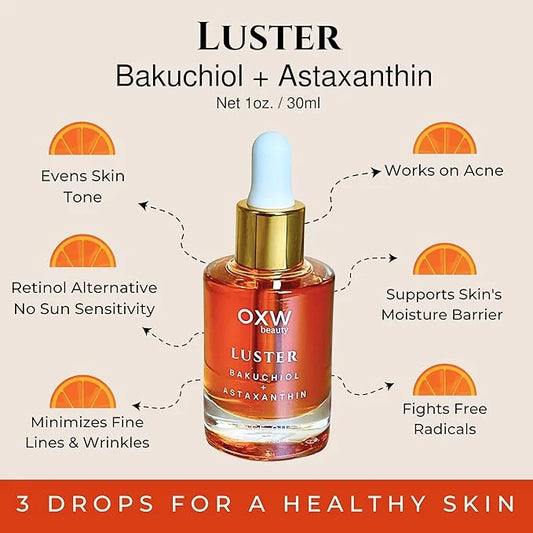 Luster Bakuchiol Oil Serum, Retinol Alternative, Anti-Aging, Superfood Face Oil with Bakuchiol, Astaxanthin, Rosehip Oil, ...