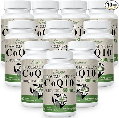 Liposomal CoQ10 800mg Ubiquinol Softgel, Max Q10, Ubiquinol CoQ10 Supplement CoQ10 800mg, 800mg, 600 600 Vegan
