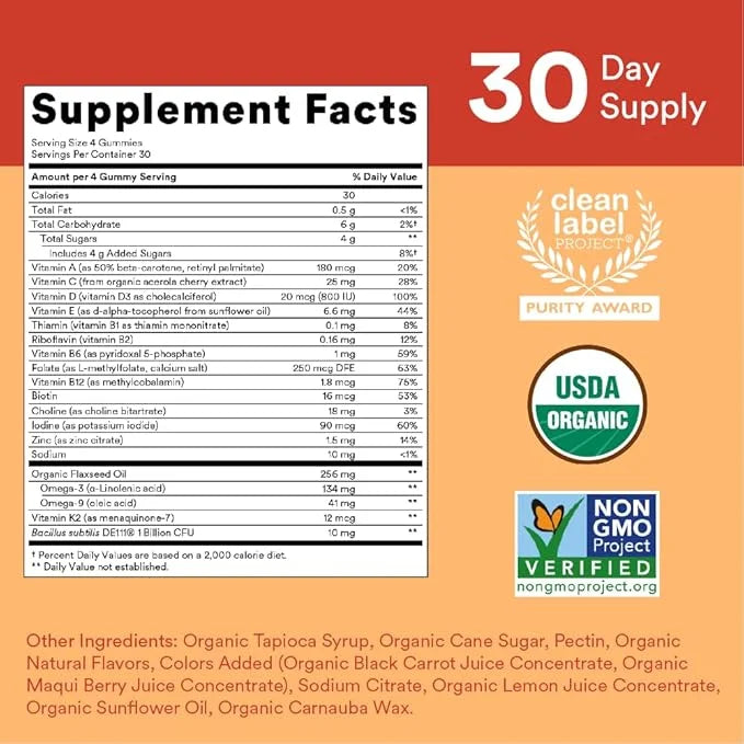 SmartyPants Organic Prenatal Vitamins for Women 3, Vitamin D3, Vitamin B12, 120 120 Count