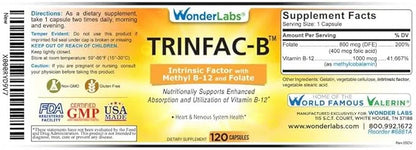 Intrinsic Factor with Folic Acid and Vitamin B-12 1000mcg - 120 Capsules - Product Image
