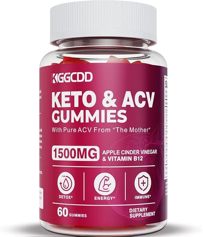 2 Pack Keto ACV Gummies Advanced Formula 1500MG Keto Gummies Apple Cider Vinegar Formulated with Pomegranate Beet Juice Po...