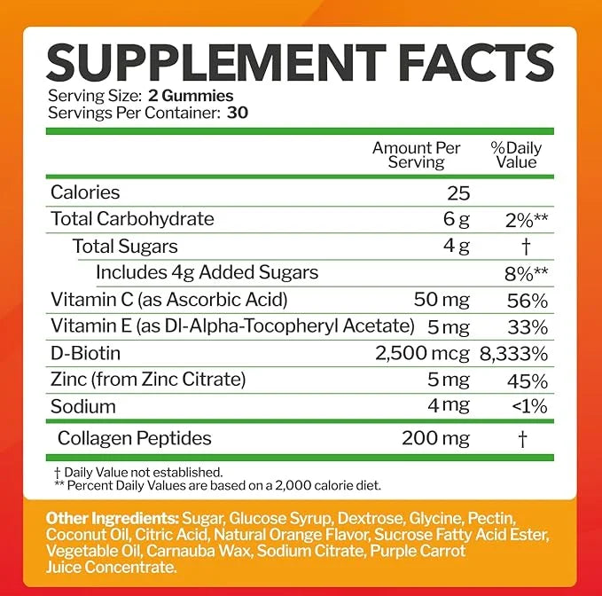 Collagen Peptides Gummies with Biotin, Vitamin 60 Gummies