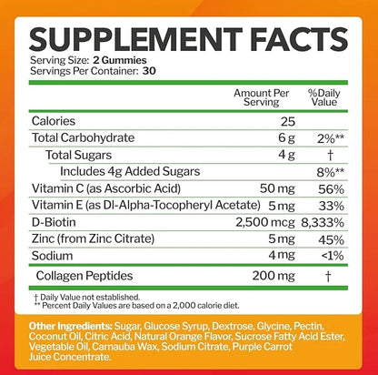 Collagen Peptides Gummies with Biotin, Vitamin 60 Gummies