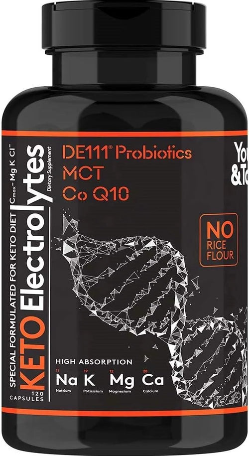 120 MCT Keto Electrolytes Pills | 150 mg Magnesium Probiotics Co Q 10 | Potassium Sodium Chloride Calcium Zinc & D3 Vitami...