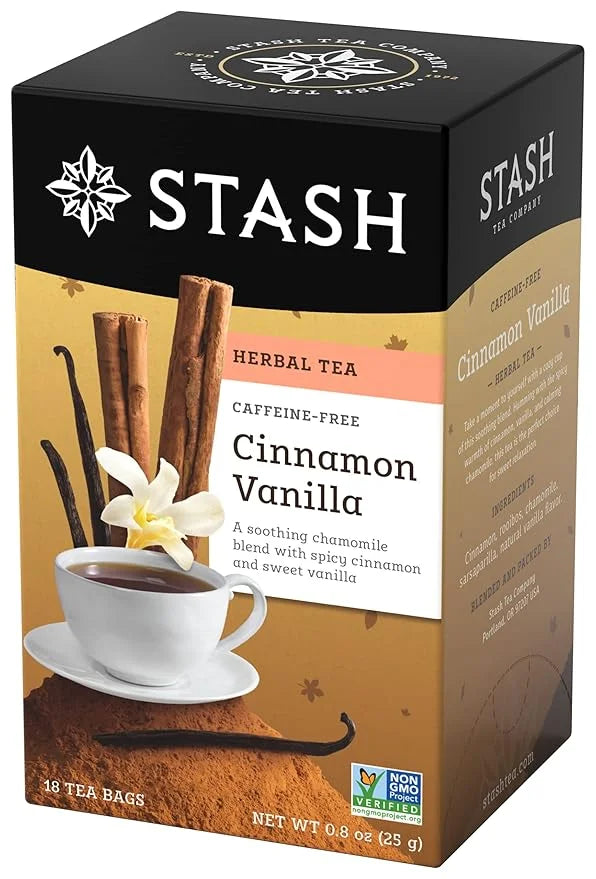 Stash Tea Cinnamon Vanilla Herbal Tea - Naturally Caffeine Free, Non-GMO Project Verified Premium Tea with No Artificial I...