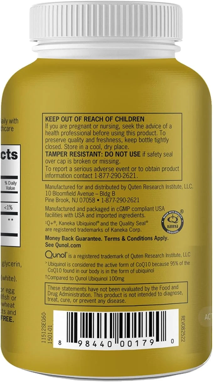 Qunol Ubiquinol CoQ10 200mg Softgels, Ubiquinol 200mg Q10, Antioxidant 60 Count 2)