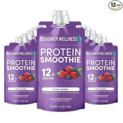 Designer Wellness Protein Smoothie, Real Fruit, 12g Protein, Low Carb, Zero Added Sugar, Gluten-Free, Non-GMO, No Artifici...