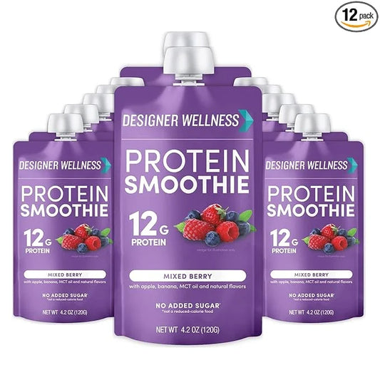 Designer Wellness Protein Smoothie, Real Fruit, 12g Protein, Low Carb, Zero Added Sugar, Gluten-Free, Non-GMO, No Artifici...