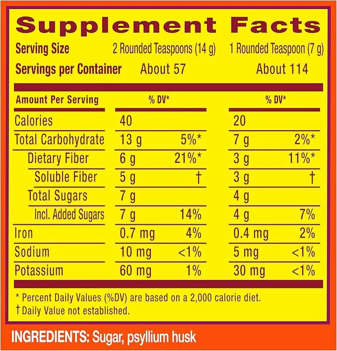 Metamucil, Daily Psyllium Husk Powder Supplement 4-in-1 Fiber 114 Servings