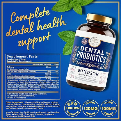 Oral Probiotics for Teeth and Gums - 3BN CFU Lactobacillus Salivarius, Paracasei, K12 Pro B, Inulin Dental Probiotics for ...